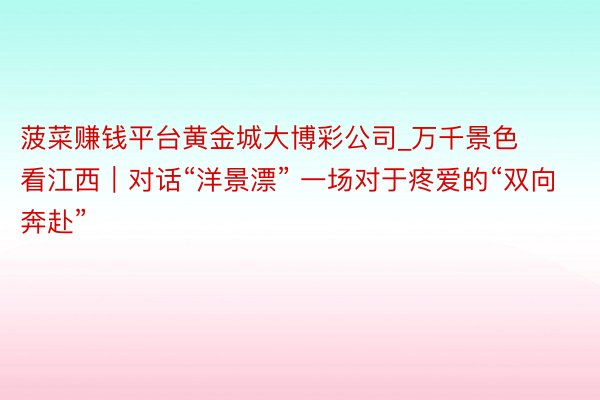 菠菜赚钱平台黄金城大博彩公司_万千景色看江西｜对话“洋景漂” 一场对于疼爱的“双向奔赴”